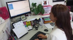 Boss Polyer Team Member Elisabeth using the new SAP software